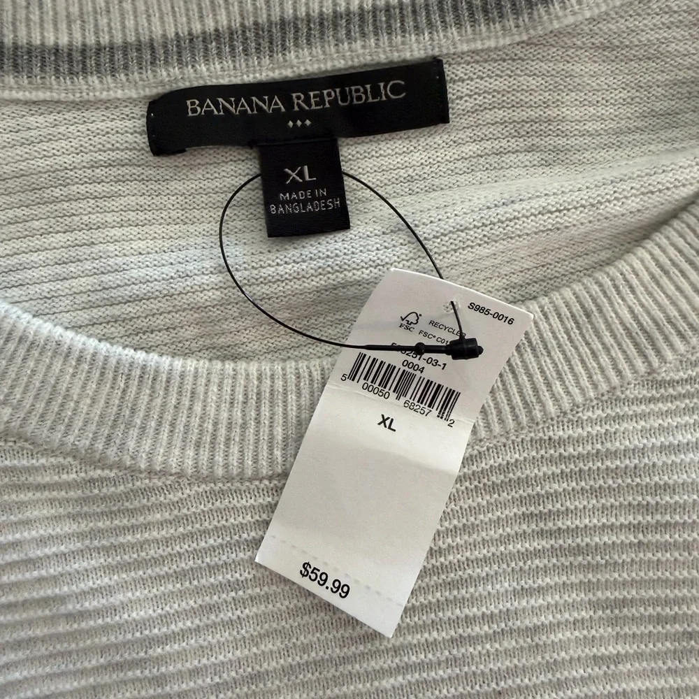 NWT Banana Republic Light Heather Grey Lightweight Thermal Sweater